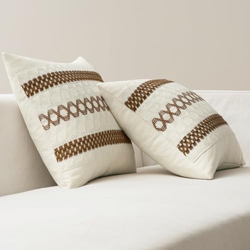 MIULEE Set of 2 Coco Brown Boho Decorative Pillow Covers 20x20 Inch - Image 6
