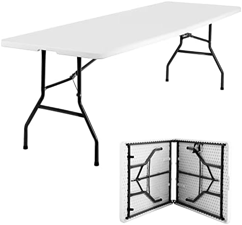 FDW | 8FT Folding Table | White | Portable Plastic Table by FDW