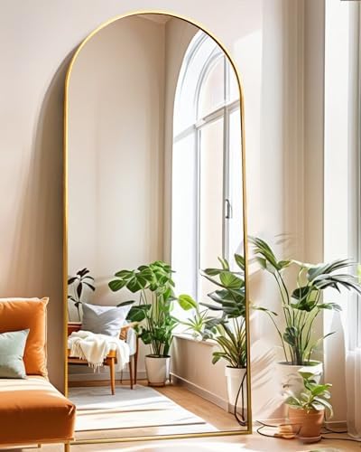KOMCOTE 71x28 Inch Arched Floor Mirror - Full Length Gold Standing Mirror for Bedroom, Living Room, Dressing - Tall Leaner Mirror with Arch Design, Wall or Free-Standing Decor - Image 6