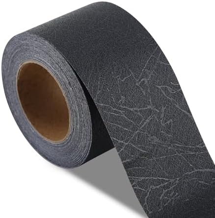 QDYMXUN Pure Black Silk Grain Peel & Stick Wallpaper Border, PVC Self Adhesive Removable Contact Paper, Waterproof Mirror Frame Sticker for Bathroom, Kitchen and DIY Decor (394''L x 1.97''W) by QDYMXUN