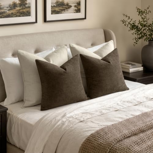 MIULEE Chocolate Brown Chenille Couch Throw Pillow Covers, 18x18 - Image 5
