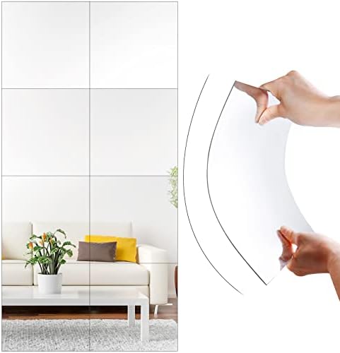 SLDIYWOW Shatterproof Full Body Wall Mirror Tiles, 8PCx12x12 Acrylic Tiles for Bedroom, Baby Kids Playroom, Over The Door Closet Mirror by SLDIYWOW
