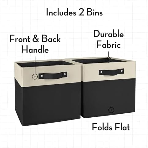 RiverRidge Two-Tone Folding Storage Bins - 2-pack of 10in Tall Black Cubes - Image 4