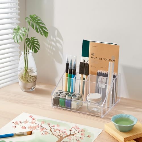 STORi Stackable Desk Organizer, Clear Pen Pencil Makeup Brush Holder for Desktops and Vanities, 6 Compartment Caddy (Made in USA) - Image 3