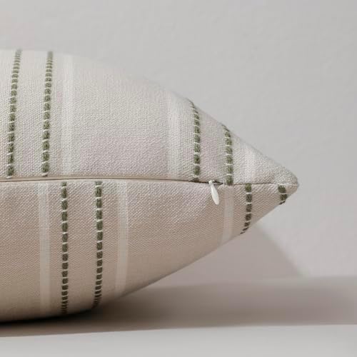 Hckot Stripe Throw Pillow Covers 12x24 Lumbar Sage Green Pillow Covers - Image 3
