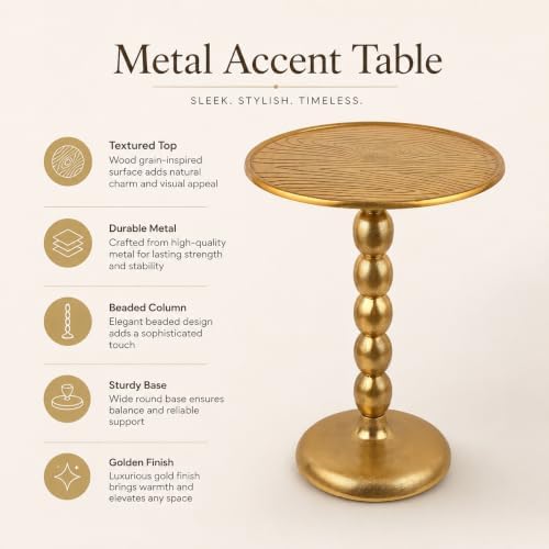 CLEENTABLE Round Farmhouse End Table, Rustic, 15x21 - Image 4