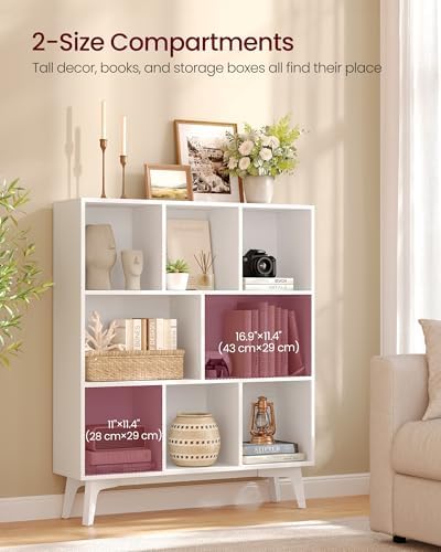 VASAGLE Mid-Century Modern 8-Cube Bookshelf, 35.4 x 9.4 x 42.3 Inch - Image 4