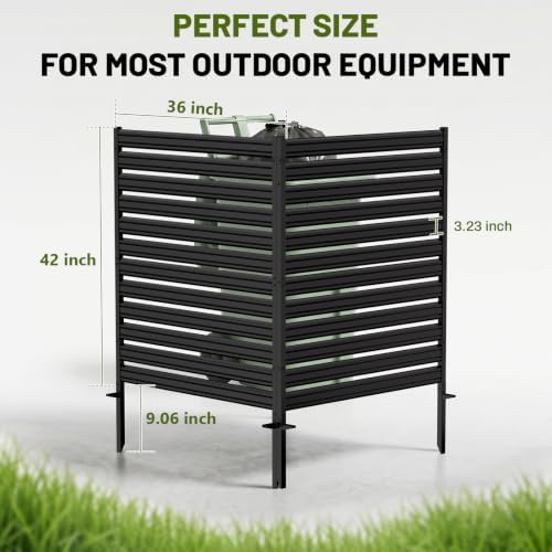 3 Panel No Dig Privacy Fence Screen, 42" H × 38" W Metal Outdoor AC Fencing - Image 5