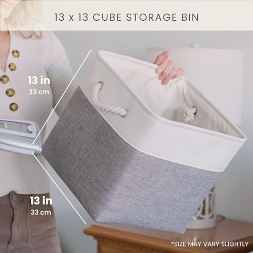 OrganiHaus 13x13 Cube Storage Bins, 4-Pack Fabric Cubes, Rope Handles - Image 2