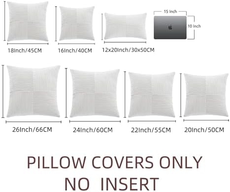 Fancy Homi 2 Packs White Lumbar Decorative Throw Pillow Covers 12x20 Inch for Living Room Couch Bed Sofa, Rustic Farmhouse Boho Home Decor, Soft Striped Corduroy Rectangle Accent Cushion Case 30x50 cm - Image 7