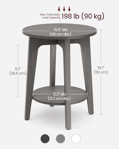 VASAGLE Round Side Table with Lower Shelf, End Table for Small Spaces - Image 3
