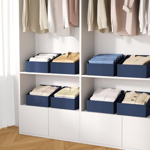 DIMJ Closet Storage Bins 12 Pack - Fabric Storage Baskets for Shelves, Collapsible Clothes Organizer with Handles, Trapezoid Shelf Organization Storage Cubes for Purse, Toys, Books, Towel, Clothes - Image 6