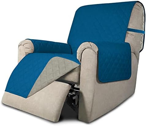Easy-Going Recliner Chair Slipcover Reversible Sofa Cover Water Resistant Couch Cover Furniture Protector with Elastic Straps for Pets Dog (Recliner 22 inch, Peacock Blue/Beige) by Easy-Going