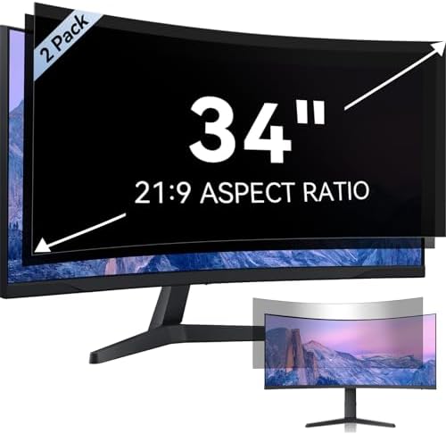 [2-Pack] 34 Inch Computer Privacy Screen for 21:9 Aspect Ratio Widescreen Monitor, Eye Protection Anti Glare Blue Light Computer Monitor Privacy Filter, Removable Anti-Scratch Screen Protector Film 34 by Mamol