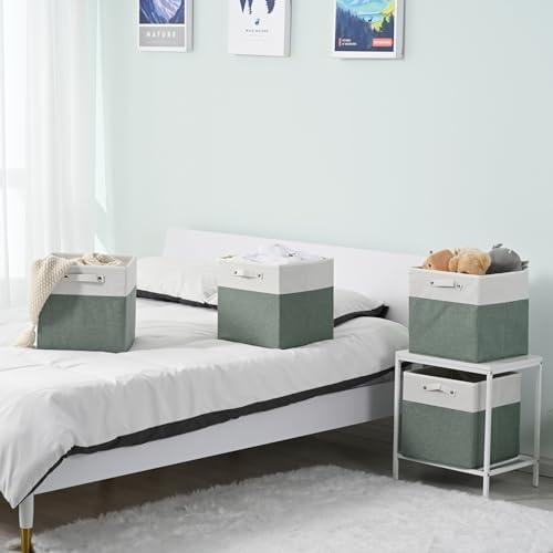 FinishingBo 13x13x13 Storage Cube Bins 4 Pack, Cube Shelf Baskets - Image 2