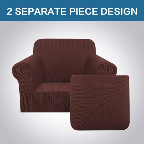 H.VERSAILTEX 2 Piece Couch Cover Stretch Stylish Chair Cover Furniture Cover/Protector Featuring Jacquard Textured Twill Fabric, High Spandex Slipcover Machine Washable (Chair, Burnt Brick) - Image 3