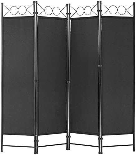 FDW 4-Panel Folding Room Divider | 6ft, Black | Light & Portable by PayLessHere
