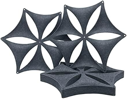 Felt Fiber Surface High Density Polyester Fiber Board 3D Flower Venus 14"x12" Hanging Room Divider Panel Cut Room Partition Home Decoratio(12 Pcs) (Dark Grey) - Image 2