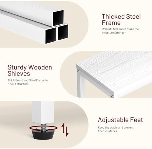 SLEEPING LAMB Narrow End Tables Living Room Set of 2 Small Side Table for Small Space, 2 Tier Slim Skinny Night Stand for Bedroom, Couch Beside Nightstands, White - Image 5