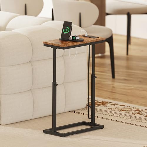 TUTOTAK End Table with Charging Station, Side Table, Tall Couch Table - Image 3