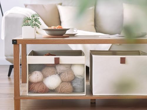 StorageWorks Closet Storage Bins with Clear Window, Beige, 3-Pack - Image 6