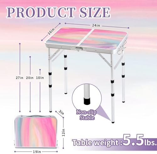 Yriuat Folding Camping Table 2ft Portable Picnic Table, Blush Haze - Image 3