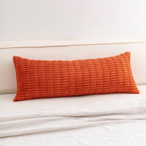 Aegero Corduroy Decorative Throw Pillow Covers 14x36 Inch Soft Striped Pillow Covers Modern Farmhouse Home Decor for Sofa Living Room Couch Bed（Rust） by Unknown