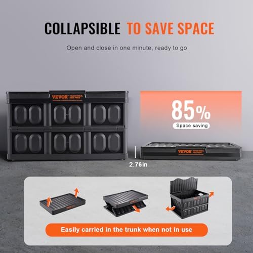 VEVOR 65L Collapsible Storage Bins with Lids 3 Packs, Stackable Crates - Image 3