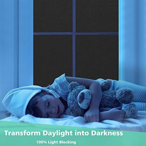 Volcanics Blackout Window Film with Installation Tools, Privacy Frosted Sun Blocking Black Window Cover Room Darkening Window Tint for Home Static Cling 100% Light Blocking 17.5 x 78.7 Inches - Image 2