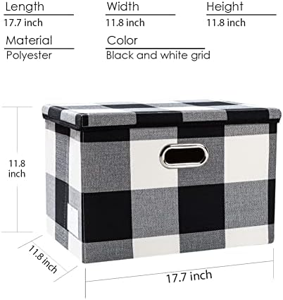 PRANDOM Large Collapsible Storage Bins with Lids [3-Pack] Fabric Foldable Storage Boxes Organizer Containers Baskets Cube with Cover for Home Bedroom Closet Office Black and White (17.7x11.8x11.8) - Image 3