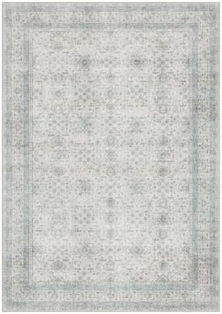 ReaLife Rugs Machine Washable Area Rug - Living Room Bedroom Bathroom Kitchen Entryway Office - Padded Low Pile Stain Resistant Premium - Boho Farmhouse Vintage - BEV - Green 5' x 7' - Image 3