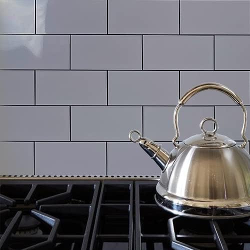 AULIGET 100-Piece Polished Grey Thick PVC Peel and Stick Backsplash, 3" x 6" Waterproof Subway Tile Peel and Stick Wall Tiles for Kitchen & Bathroom - Image 5