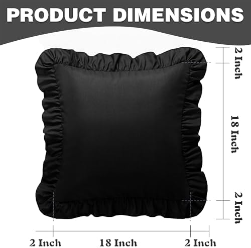 KKJIAF 2 Pack Ruffle Pillow Cases 18x18 Inches, Black - Image 3