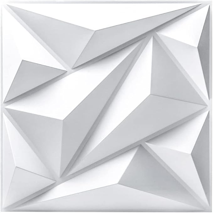 Art3dwallpanels 3D Wall Panels Diamond PVC, White, 19.7" x 19.7" | 3D Raised Diamond Wall Tiles, Waterproof Fireproof, 12 Sheets Large Size Pack, Easy DIY Install for Bedroom Living Room Wall by Art3dwallpanels