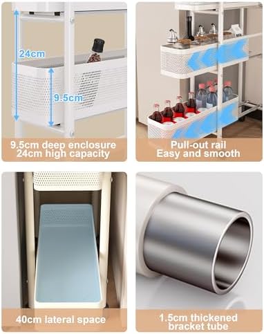 UMDONX 5-Tier Narrow Mobile Storage Cart with Pull-Out Baskets - Image 5