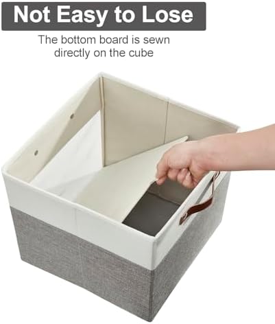 Bagnizer Storage Cubes, 4 Pack Linen Foldable Storage Bins (13 x 13 inch) with Clear Window and 2 Handles, Closet Organizers and Storage for Shelf Closet, Clothes, Books - (Gray and White) - Image 6