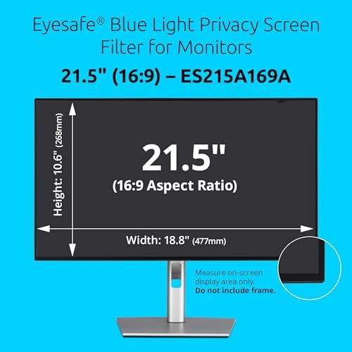 Kensington Eyesafe Privacy Screen for 21.5 inch 16:9 Widescreen Monitor, PCR Plastic, Blue Light Reduction, Computer Privacy Filter for Desktop, Compatible with LG Samsung Dell, EQ215A169A - Image 2