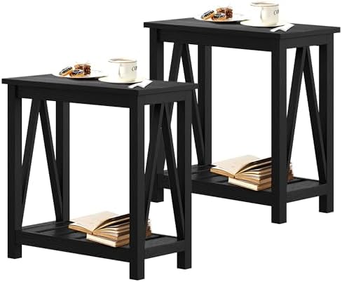 ChooChoo Farmhouse End Table Set of 2, Narrow Side Table by ChooChoo