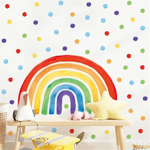 Large Rainbow Wall Decal, Peel and Stick Colourful Rainbows Wall Stickers, Multicolor Polka Dots Wall Decor, Vibrant Rainbow Decoration for Girls Bedroom Kids Nursery Classroom Playroom - Image 7
