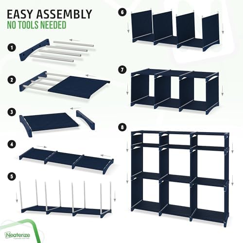 Cube Storage Organizer with Storage Bins Included - The Perfect Closet Organizers and Storage Solution. Includes 9 Storage Cubes, Great For Toy Storage, Closet Storage, Clothes Storage (Navy) - Image 4