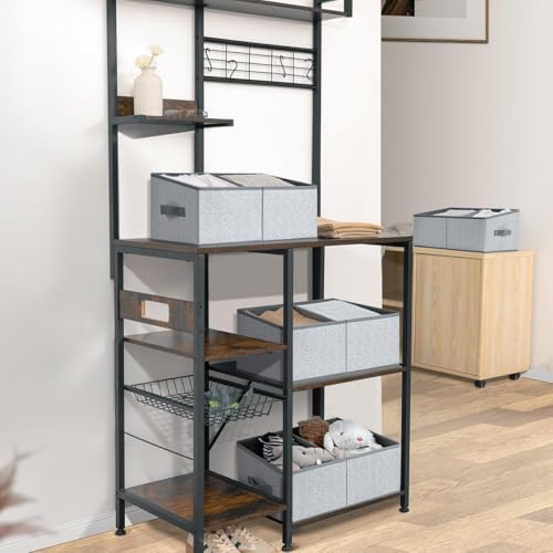 DIMJ Closet Storage Bins, 5 Pack Storage Baskets for Shelves, Foldable Closet Organizer with Handle, Linen Closet Organizers and Storage for Clothes, Toys, Towel, Books (Grey) - Image 5