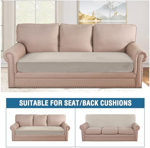 H.VERSAILTEX Velvet Stretch Individual Couch Cushion Cover Plush Cushion Slipcover for Loveseat Sofa Cushion Furniture Protector Seat Cushion Sofa Cover (1 Piece Sofa Cushion Cover, French Oak) - Image 3