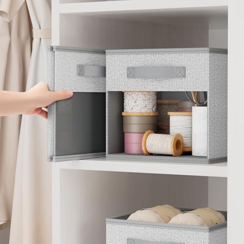DIMJ Collapsible Storage Cubes, 8 Packs Cube Storage Bins with Window, Fabric Storage Baskets for Shelves, Closet Storage Boxes for Clothes, Toys, Books, 11 Inches Sundries Blended - Image 4