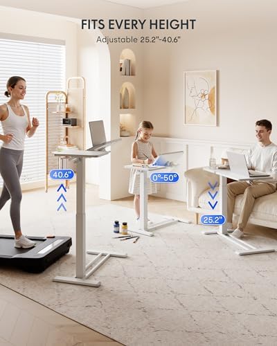 FLEXISPOT 28" Gas Spring C Table with Split Tilting Top,Mobile Side Table - Image 3