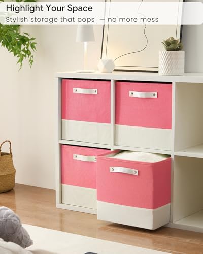 Cube Storage Bins | 13"x15"x13", Pink & White, 4 Pack - Image 2