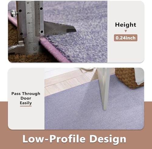 2x6 Purple/White Runner Rug Non-Slip Washable for Hallway Kitchen Bedroom - Image 6