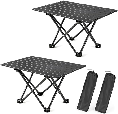 2 Pack Camping Table Foldable, Portable Folding Beach Table, Black-L by Unknown