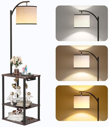 SUNMORY Floor Lamp with Table Shelves, End Side Table for Living Room by SUNMORY