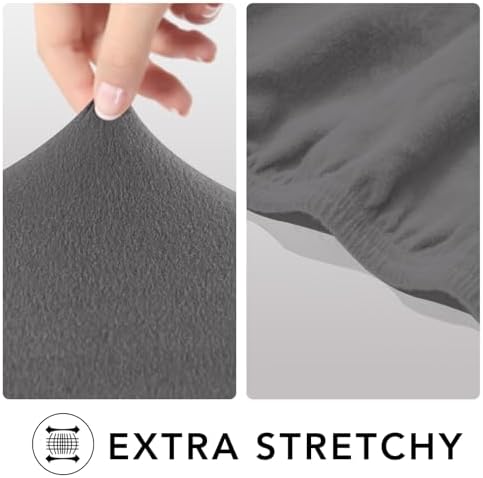 PureFit Super Stretch Sofa Slipcover – Spandex Non Slip Soft Couch Sofa Cover, Washable Furniture Protector with Non Skid Foam and Elastic Bottom for Kids, Pets (Oversized Loveseat, Light Gray) - Image 3