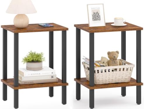 TUTOTAK End Table, Set of 2, Side Table, Nightstand, 2-Tier Storage Shelf by ChoosetutotakFurnitureBuildYourCozyHome
